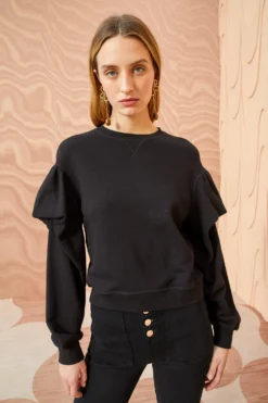 ULLA JOHNSON Pilar Pullover - Noir -ULLA JOHNSON ULLA JOHNSON Pilar Pullover NOIR 05