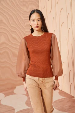 ULLA JOHNSON Sabrina Pullover - Redwood -ULLA JOHNSON ULLA JOHNSON Sabrina Pullover REDWOOD 0006