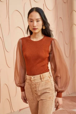 ULLA JOHNSON Sabrina Pullover - Redwood