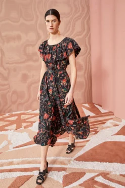 ULLA JOHNSON Skye Dress - Obsidian -ULLA JOHNSON ULLA JOHNSON Skye Dress OBSIDIAN 0154