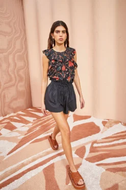 ULLA JOHNSON Tulip Top - Obsidian -ULLA JOHNSON ULLA JOHNSON Tulip Top OBSIDIAN 01 MAIN