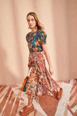 ULLA JOHNSON Ursa Skirt - Coral Bloom -ULLA JOHNSON ULLA JOHNSON Ursa Skirt CORAL BLOOM 0019