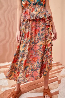 ULLA JOHNSON Ursa Skirt - Coral Bloom -ULLA JOHNSON ULLA JOHNSON Ursa Skirt CORAL BLOOM 0080