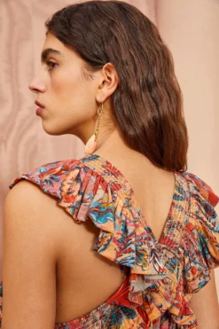 ULLA JOHNSON Violeta Dress - Coral Bloom -ULLA JOHNSON ULLA JOHNSON Violeta Dress CORAL BLOOM 05